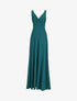 Robe longue empire à détail plissé - Vert canard - 1
