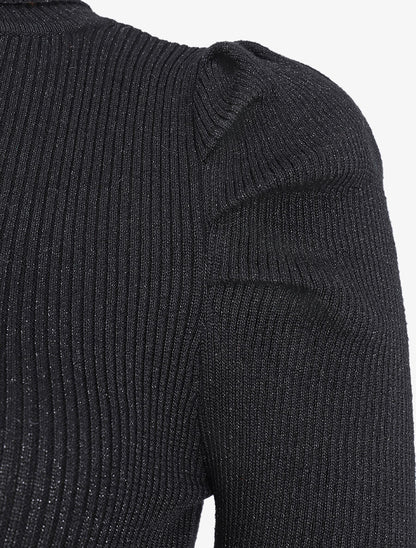 Robe pull irisée à col roulé - Noir - 3