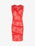 Robe fourreau en dentelle - Rouge - 1