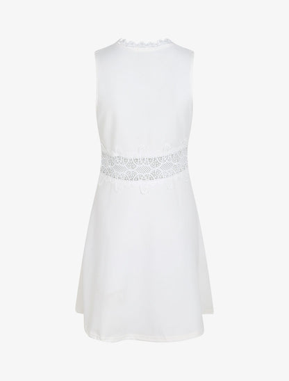 Robe à taille en crochet ajouré - Blanc - 2