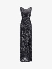 Robe longue fendue à sequins et décolleté dans le dos - Noir - 1