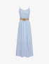 Robe longue unie à bretelles fines - Bleu clair - 4
