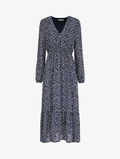 Robe longues empire imprimé fleurs des champs - Bleu - 1