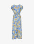 Robe longue empire à manches courtes et imprimé floral - Bleu - 4