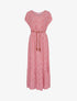 Robe longue empire manches courtes imprimé marguerites - Rouge - 1