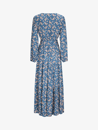 Robe longue empire imprimé pâquerettes - Bleu - 2
