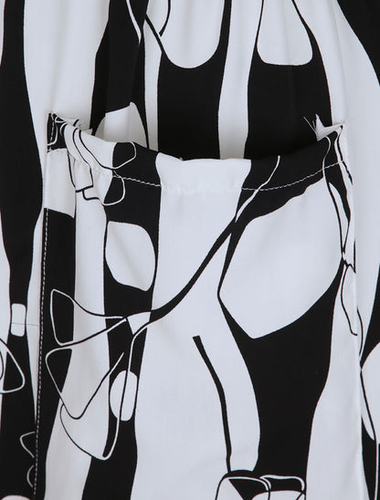Combinaison empire imprimé peinture abstraite - Noir - 3
