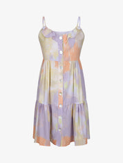Robe babydoll boutonnée imprimé abstrait - Lilas - 5