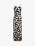 Robe longue empire fendue à imprimé roses - Noir - 4