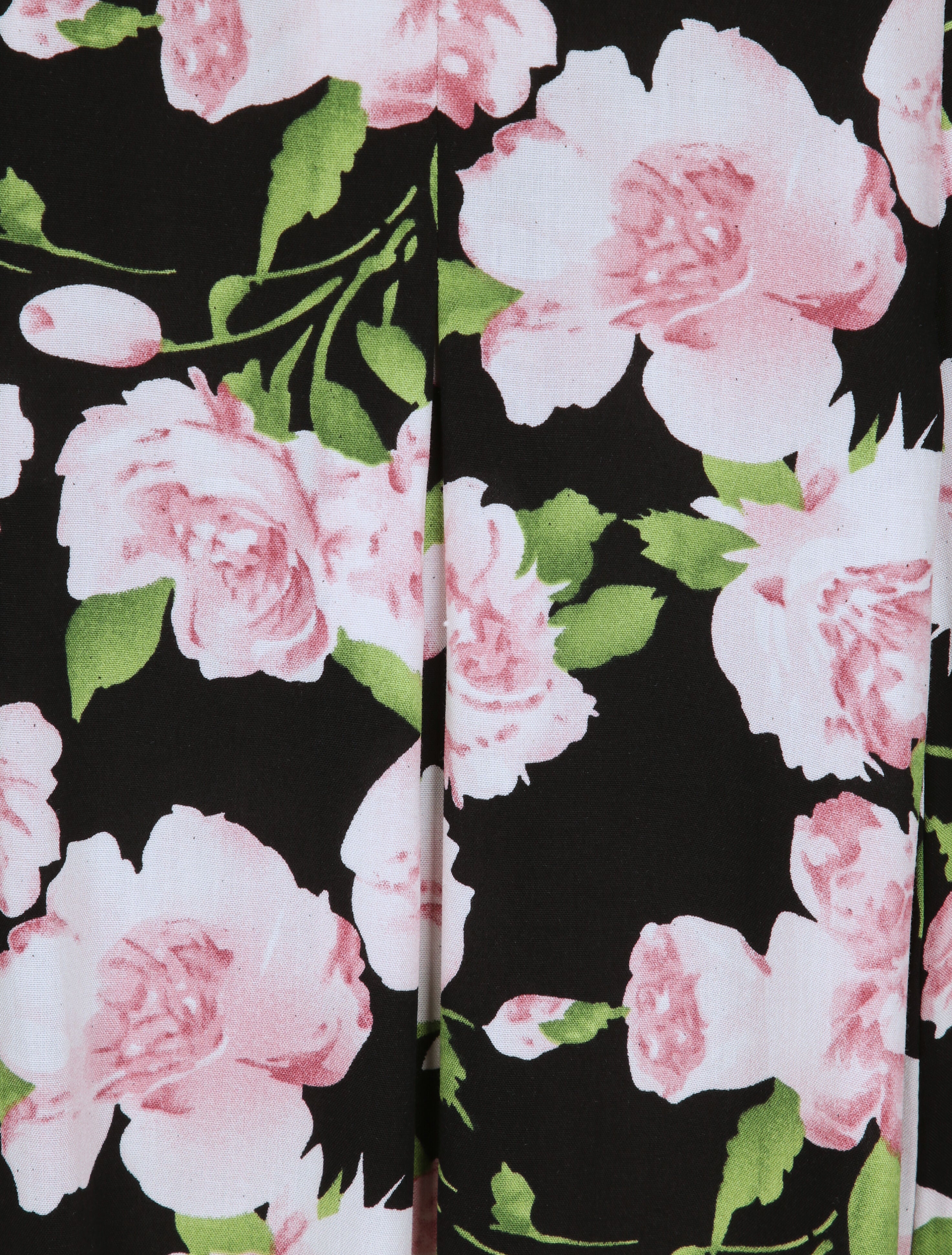 Robe longue empire fendue à imprimé roses - Noir - 3