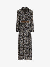 Robe longue empire imprimé feuilles d&