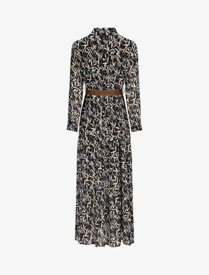 Robe longue empire imprimé feuilles d&
