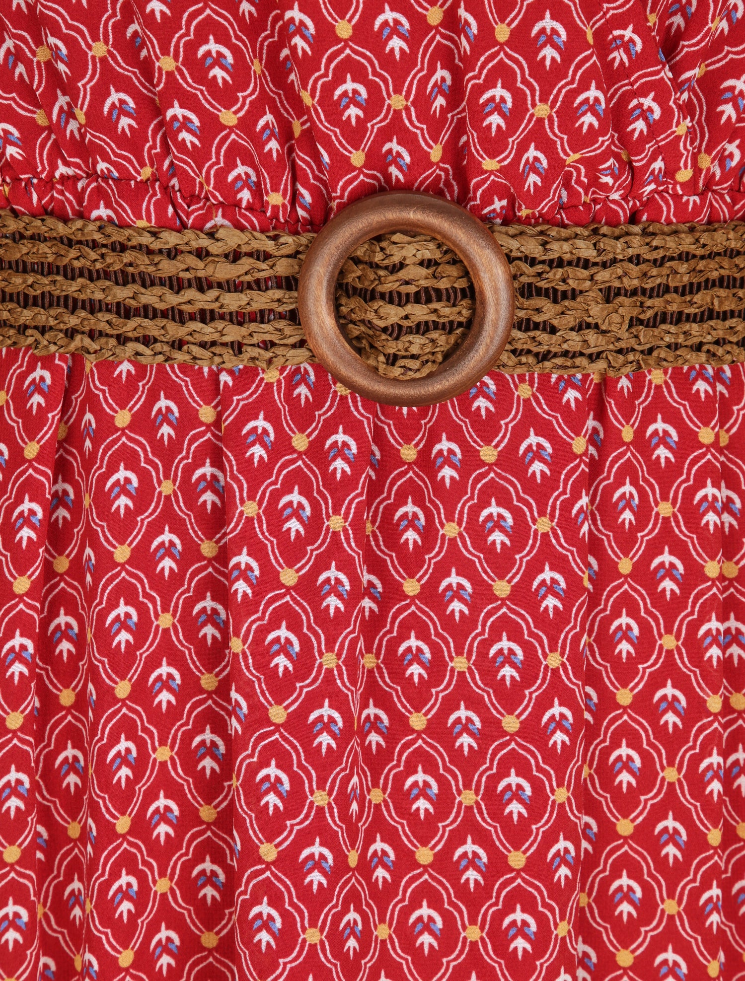 Robe longue empire imprimé faience - Rouge - 3