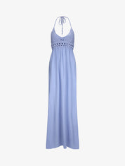 Robe empire uni à dos nu - Bleu clair - 4