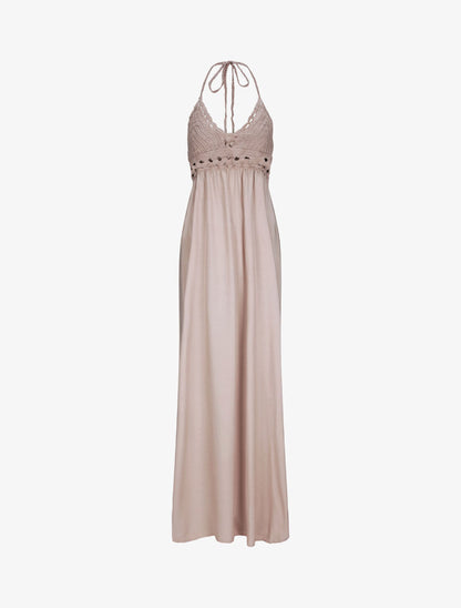 Robe empire uni à dos nu - Taupe - 1