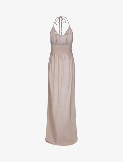 Robe empire uni à dos nu - Taupe - 2