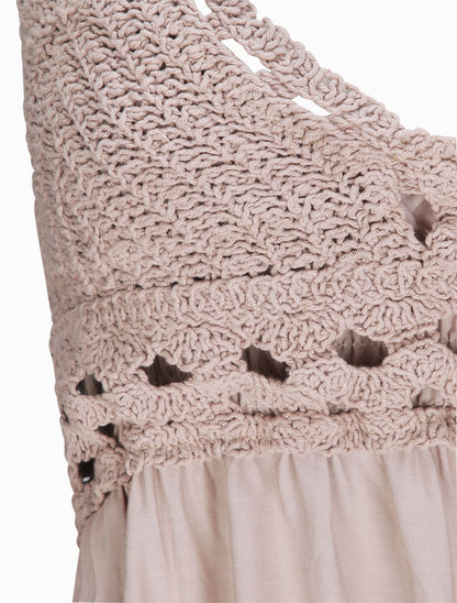 Robe empire uni à dos nu - Taupe - 3