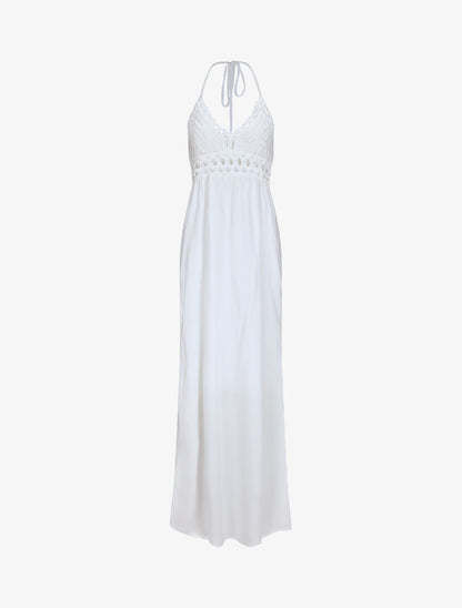 Robe empire uni à dos nu - Blanc - 4