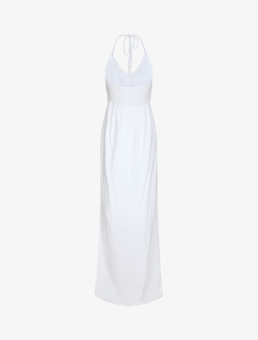 Robe empire uni à dos nu - Blanc - 2