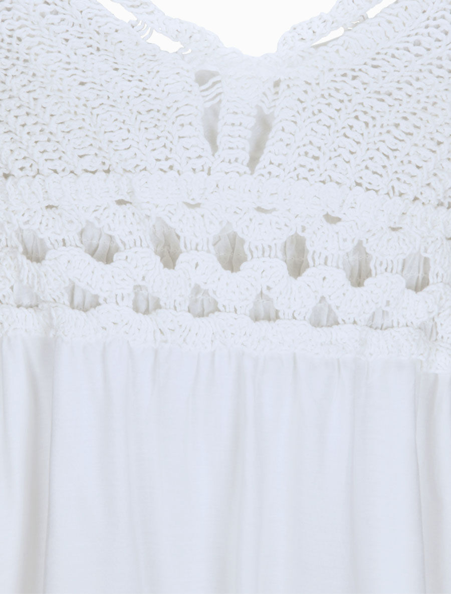 Robe empire uni à dos nu - Blanc - 3