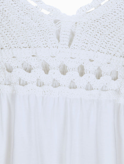 Robe empire uni à dos nu - Blanc - 3