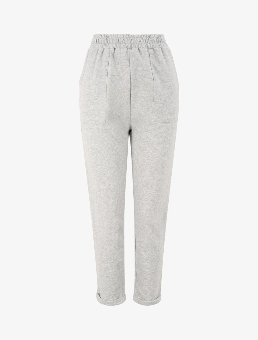 Jogging regular uni taille haute - Gris chiné - 1
