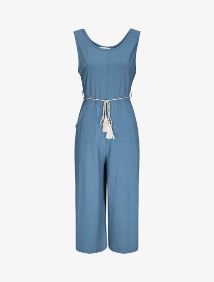 Combinaison oversize uni côtelée - Bleu canard - 4