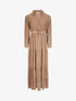 Robe longue empire imprimé pois stylisés - Marron - 1