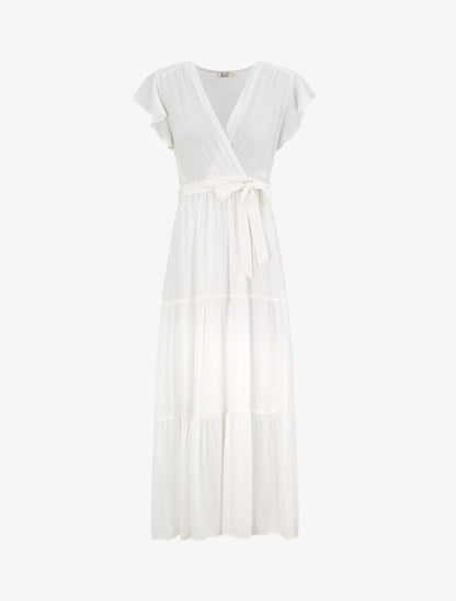 Robe empire à manches volantées - Blanc - 1