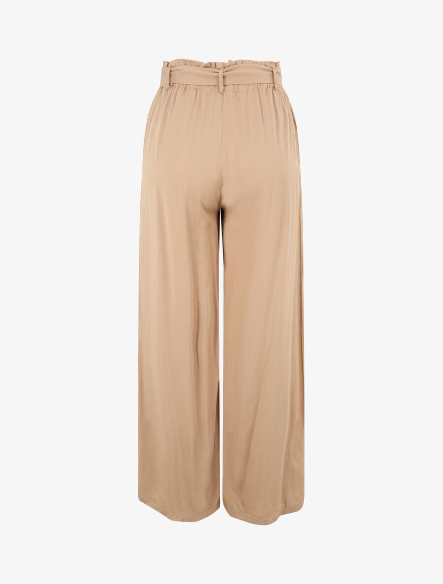 Pantalon fluide uni - Beige - 2