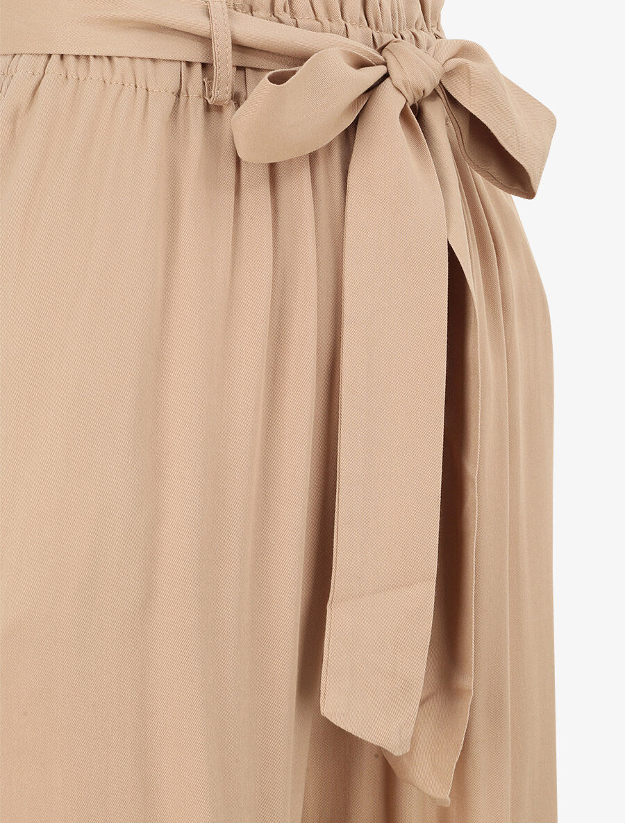Pantalon fluide uni - Beige - 3