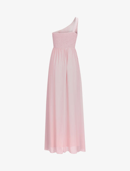 Robe one shoulder à buste plissé - Rose poudré - 2