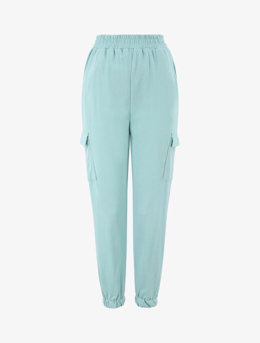 Jogging uni en coton - Vert d&