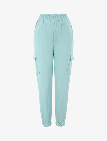 Jogging uni en coton - Vert d&