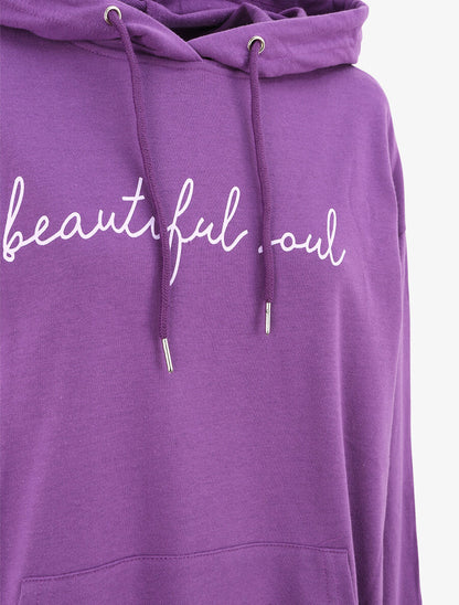 Sweat à capuche à inscription - Violet - 3