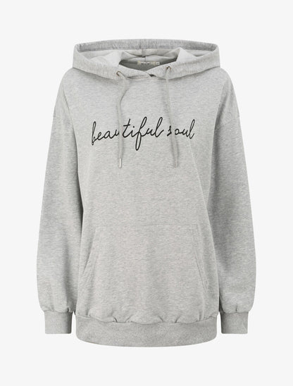 Sweat à capuche à inscription - Gris - 2
