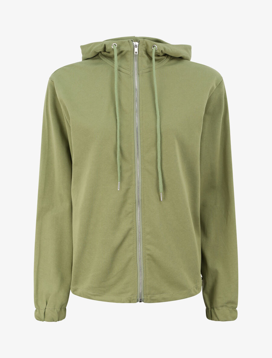 Sweat à capuche zippé - Vert olive - 1