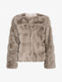 Manteau court en fausse fourrure à col rond - Taupe - 1