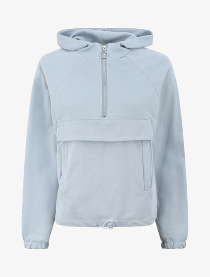 Sweat à capuche avec col zippé - Bleu ciel - 3
