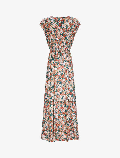 Robe longue à imprimé fleurs printanières - Beige - 2