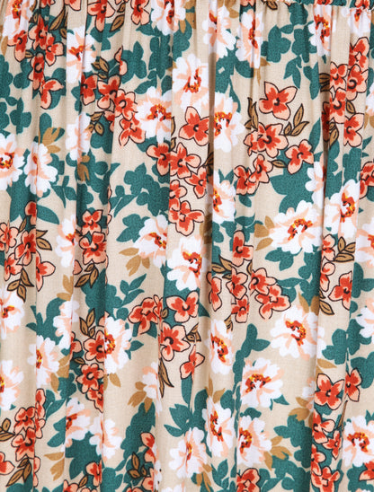 Robe longue à imprimé fleurs printanières - Beige - 3