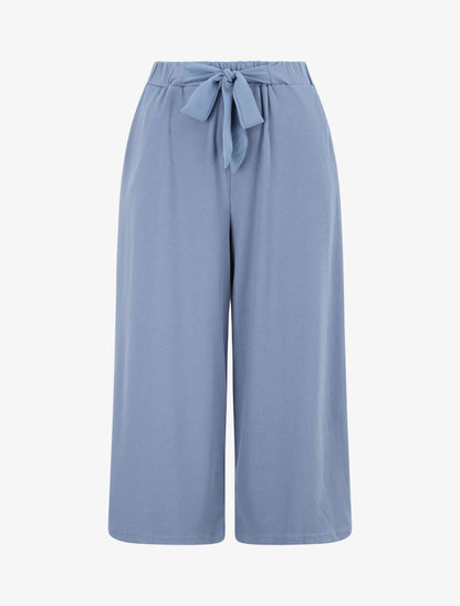 Pantalon ample uni - Bleu - 4