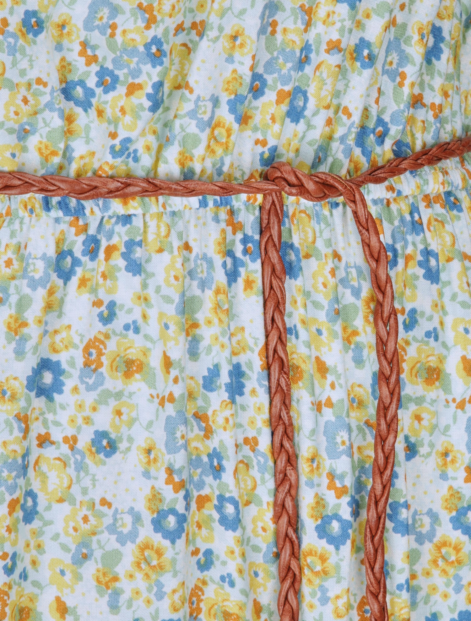 Robe longue à imprimé fleurs diverses - Bleu ciel - 3
