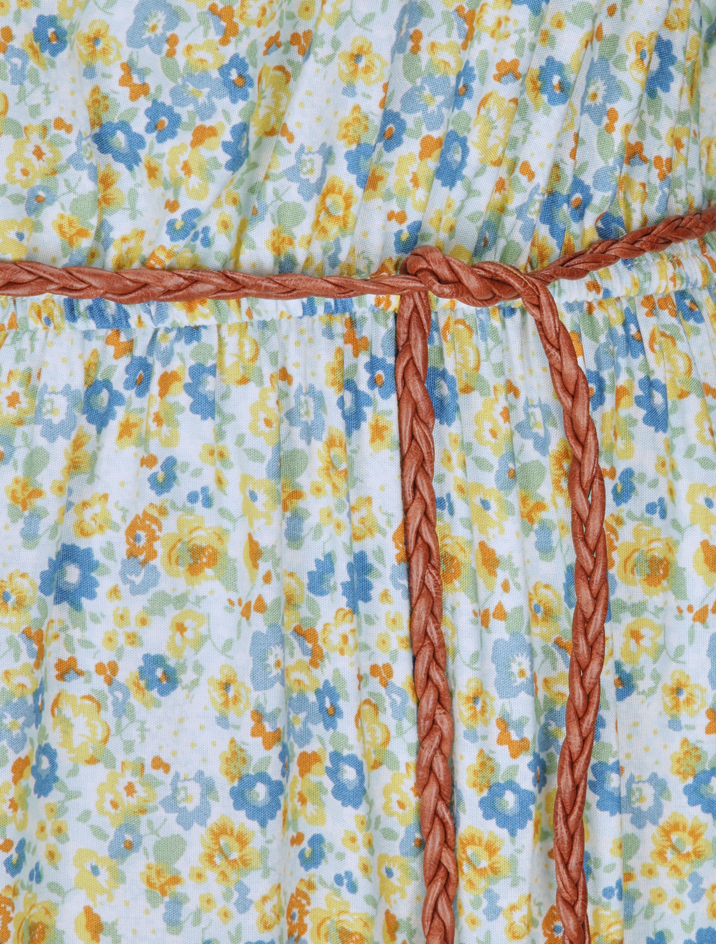 Robe longue à imprimé fleurs diverses - Bleu ciel - 3