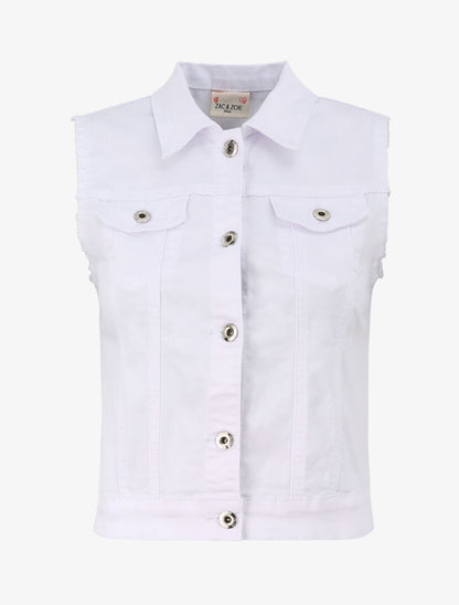 Veste en jean sans manches - Blanc - 4