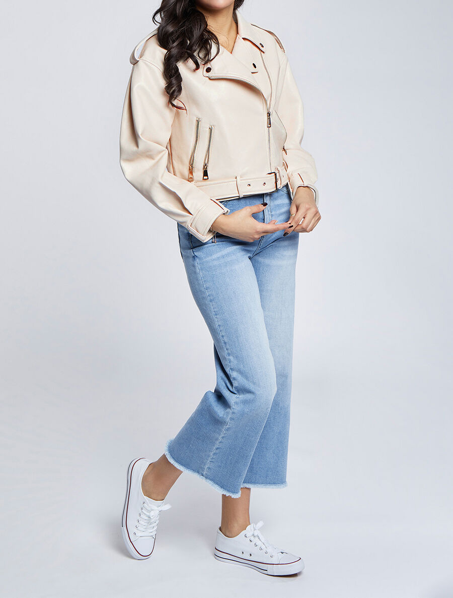 Perfecto en simili à poches zippées - Beige - 4