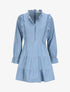 Robe patineuse courte unie à buste volanté - Bleu - 1