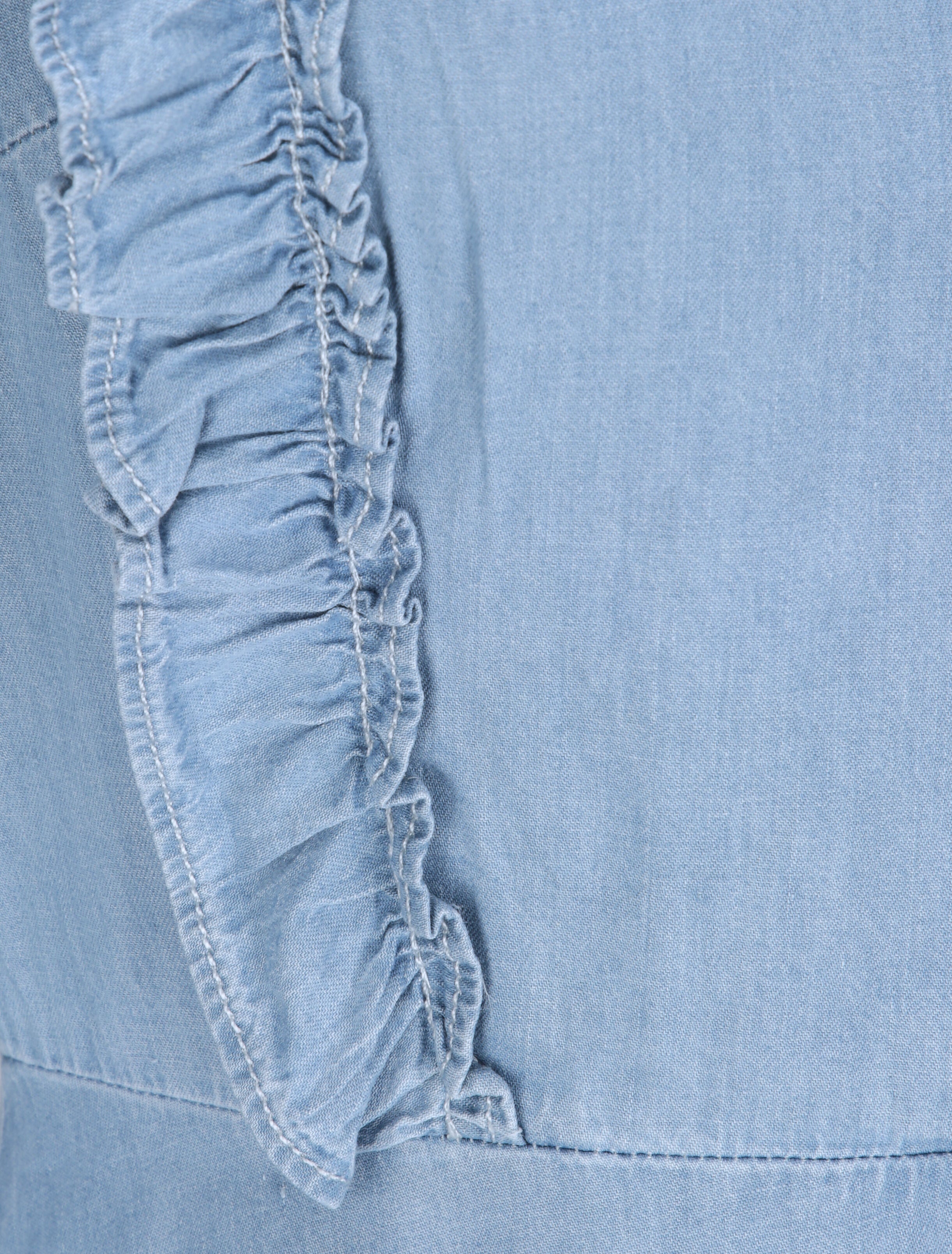 Robe patineuse courte unie à buste volanté - Bleu - 3