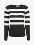 Pull à rayures et épaules boutonnées - Noir - 1