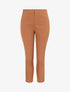 Pantalon droit uni à bords boutonnés - Marron - 1